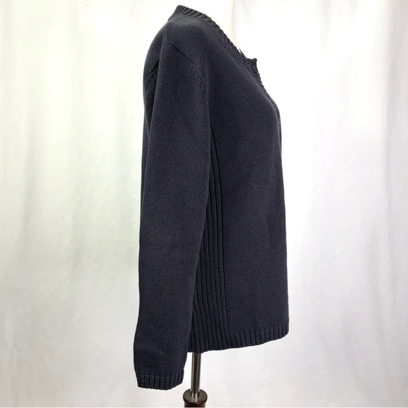 Cabela’s navy cotton sweater 3/4 Henley button front M - Picture 3 of 9